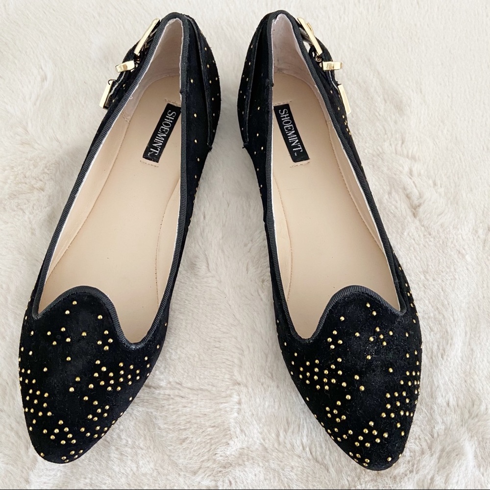 Shoemint suede and gold flat